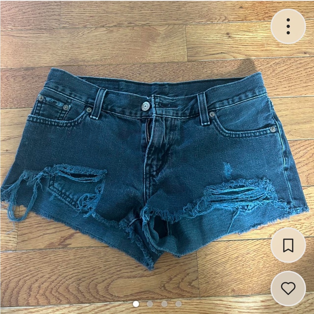 Levi’s black ripped low rise jeans shorts - size 26